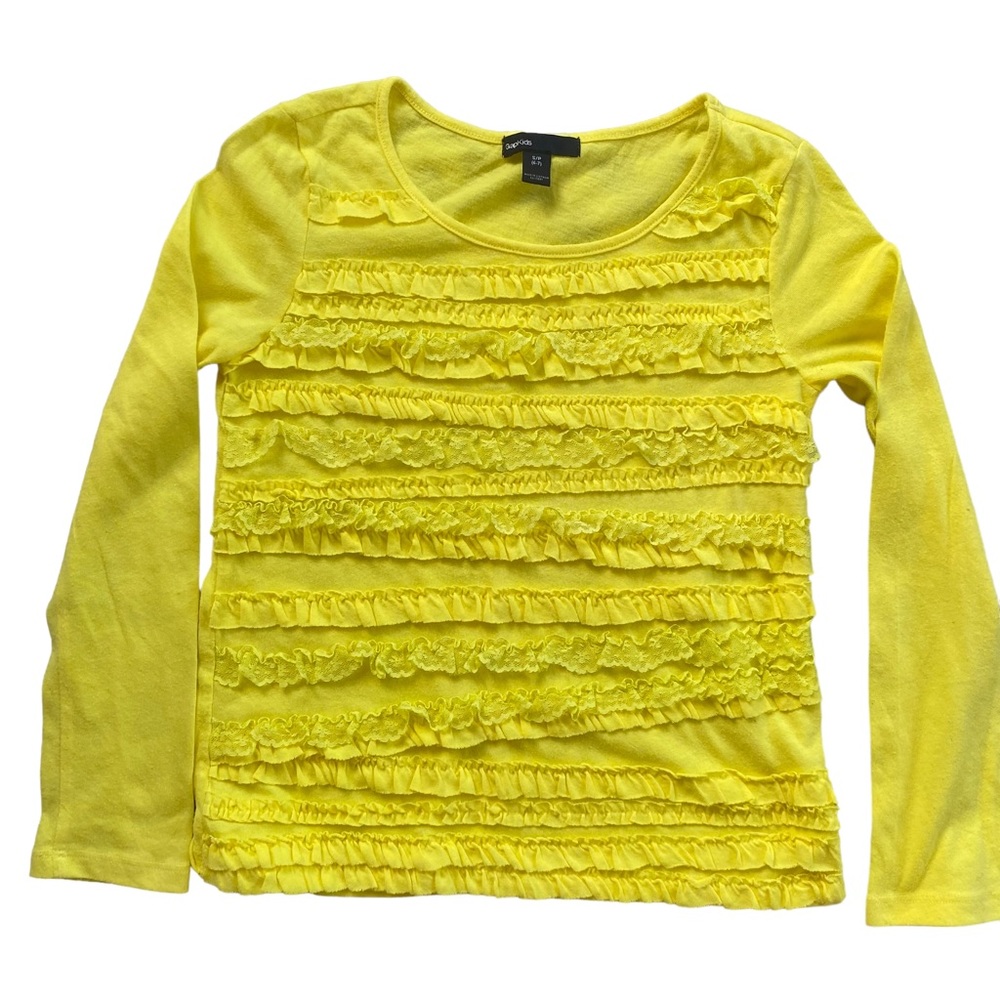 GAP Yellow Top with Lace Ruffles - Girls 6-7 Years Old